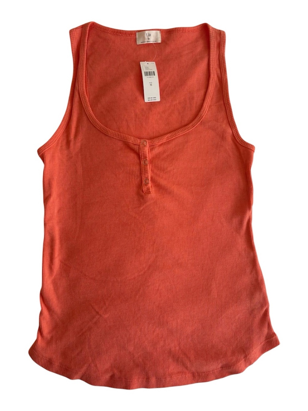 NWT Anthro T.La Coral Ribbed Henley Tank M